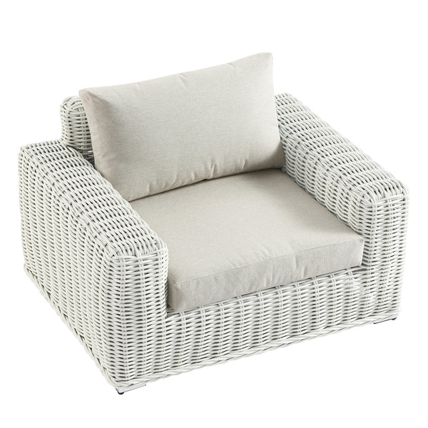 Bellagio Round Wicker Outdoor 1-Seater Sofa, White