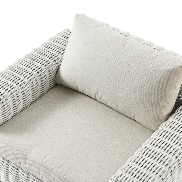 Bellagio Round Wicker Outdoor 1-Seater Sofa, White