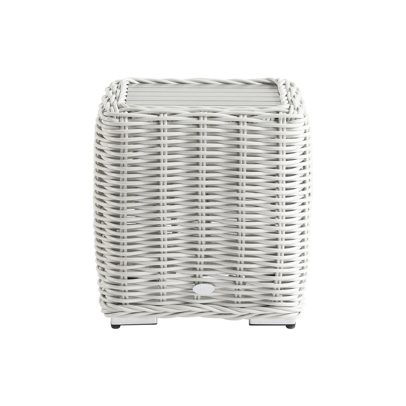 Bellagio Round Wicker Outdoor Side Table, White