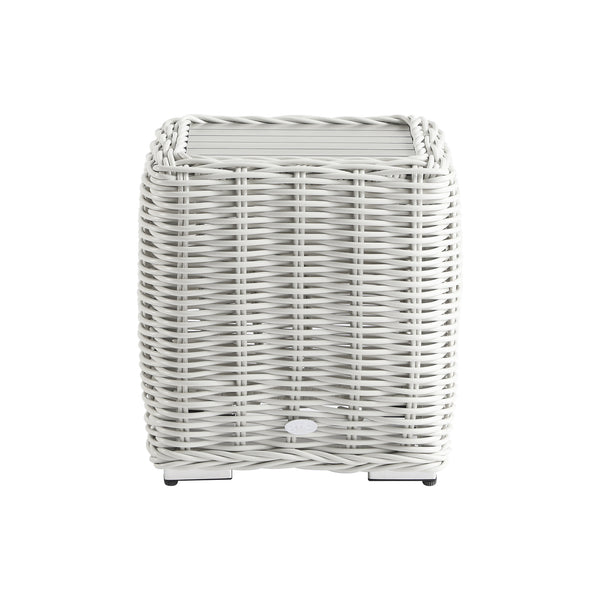 Bellagio Round Wicker Outdoor Side Table, White
