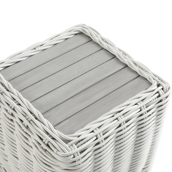 Bellagio Round Wicker Outdoor Side Table, White