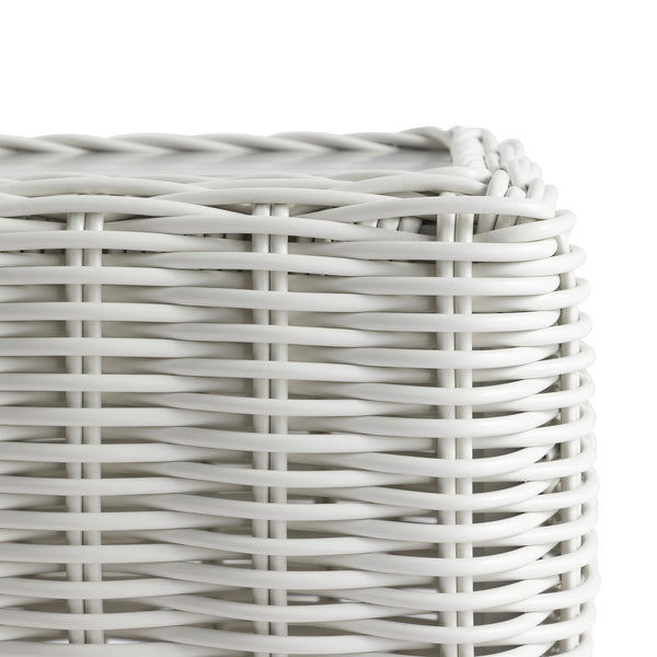 Bellagio Round Wicker Outdoor Side Table, White