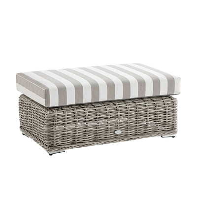 Bellagio Round Wicker Outdoor Bench, Light Grey with Taupe Stripes