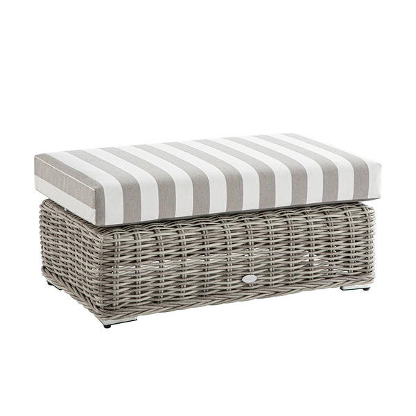 Bellagio Round Wicker Outdoor Bench, Light Grey with Taupe Stripes - daals