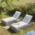Bellagio Round Wicker Sun Lounger with Headrest, Light Grey with Taupe Stripes - daals