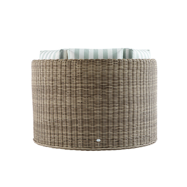 Bellagio Round Wicker Swivel Daybed, Natural with Sage Stripes - daals