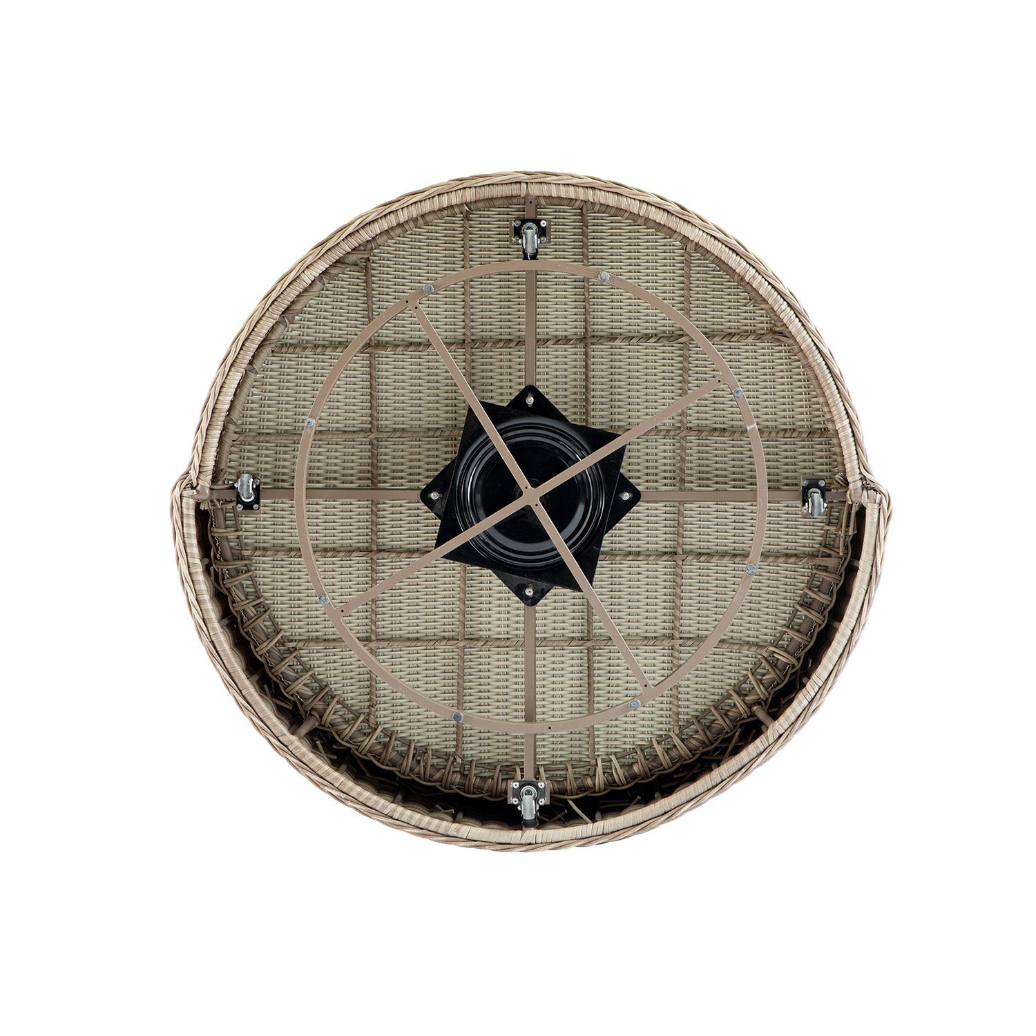 Bellagio Round Wicker Swivel Daybed, Natural with Sage Stripes