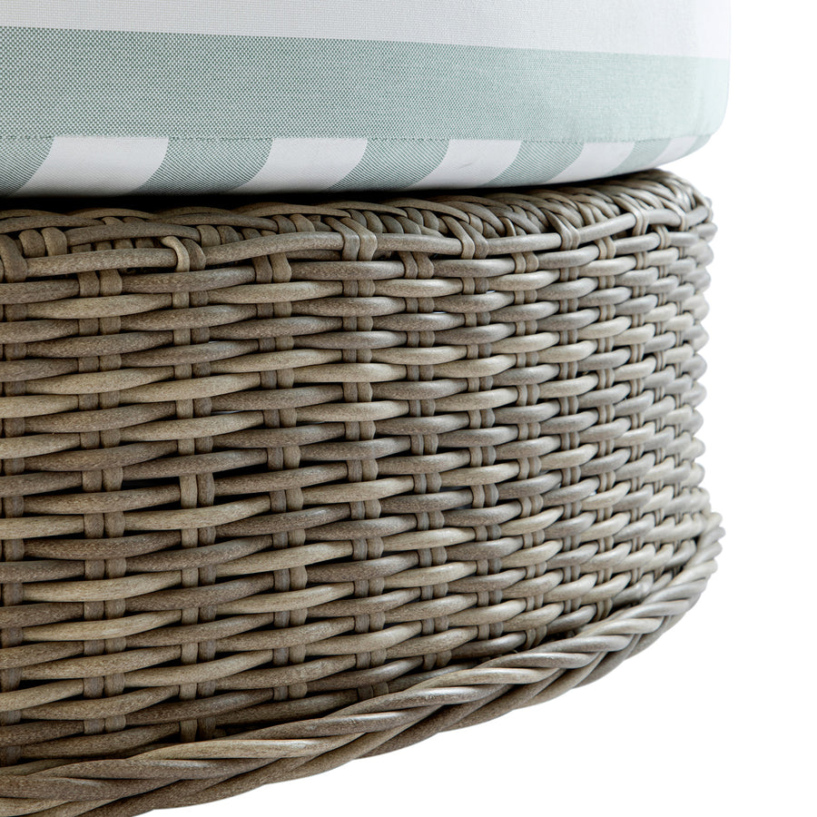 Bellagio Round Wicker Swivel Daybed, Natural with Sage Stripes