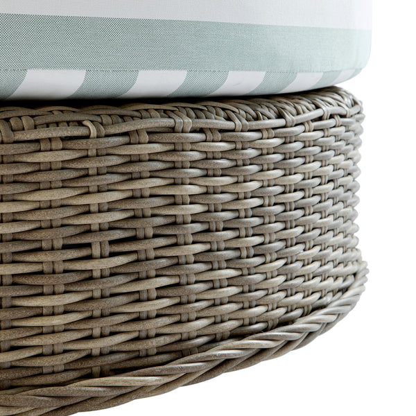 Bellagio Round Wicker Swivel Daybed, Natural with Sage Stripes - daals