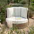 Bellagio Round Wicker Swivel Daybed, Natural with Sage Stripes - daals