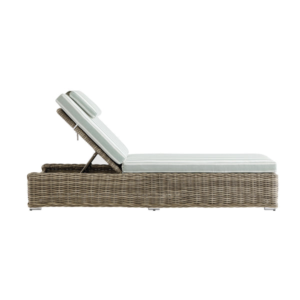 Bellagio Round Wicker Sun Lounger with Headrest, Natural with Sage Stripes