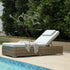 Bellagio Round Wicker Sun Lounger with Headrest, Natural with Sage Stripes - daals