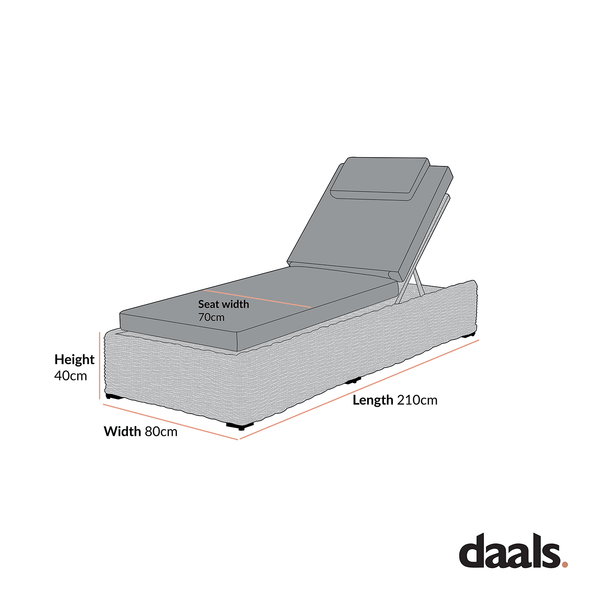 Bellagio Round Wicker Sun Lounger with Headrest, Light Grey with Taupe Stripes