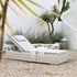 Bellagio Round Wicker Sun Lounger with Headrest, White with Blue Stripes - daals