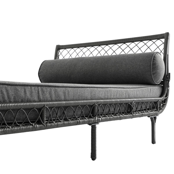 Willowbrook Lattice Weave Rattan Daybed, Dark Grey