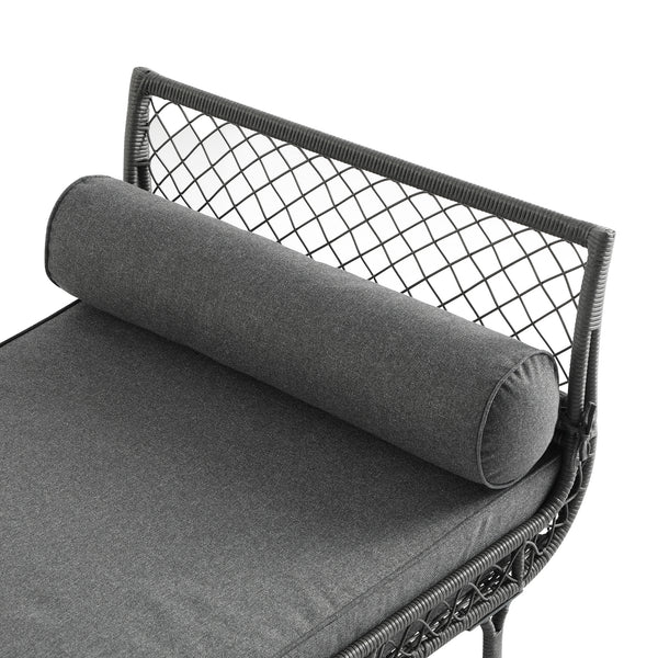 Willowbrook Lattice Weave Rattan Daybed, Dark Grey