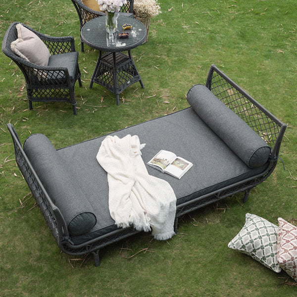 Willowbrook Lattice Weave Rattan Daybed, Dark Grey - daals