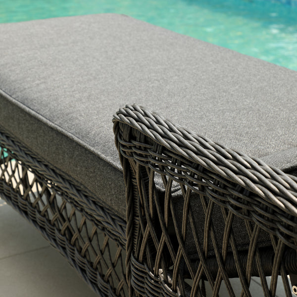 Willowbrook Lattice Weave Rattan Sun Lounger, Dark Grey