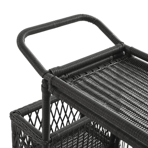 Willowbrook Lattice Weave Rattan Bar Cart, Dark Grey