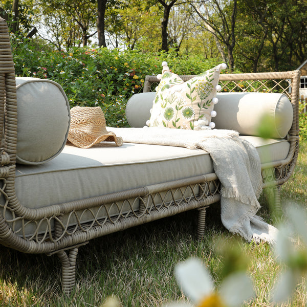 Willowbrook Lattice Weave Rattan Daybed, Natural