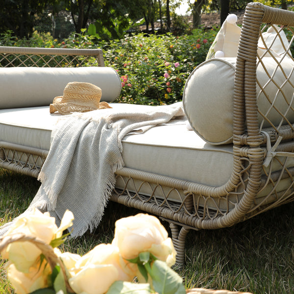 Willowbrook Lattice Weave Rattan Daybed, Natural