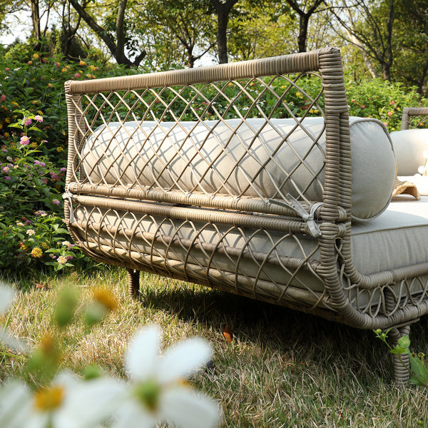 Willowbrook Lattice Weave Rattan Daybed, Natural