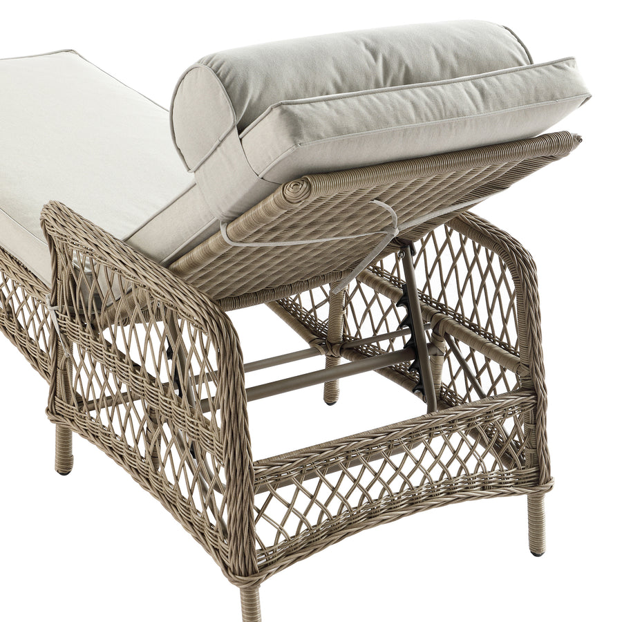Willowbrook Lattice Weave Rattan Sun Lounger, Natural