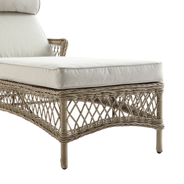 Willowbrook Lattice Weave Rattan Sun Lounger, Natural