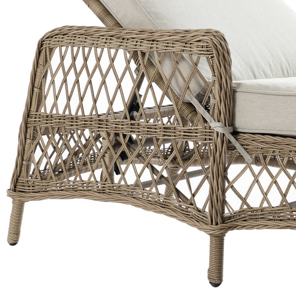 Willowbrook Lattice Weave Rattan Sun Lounger, Natural