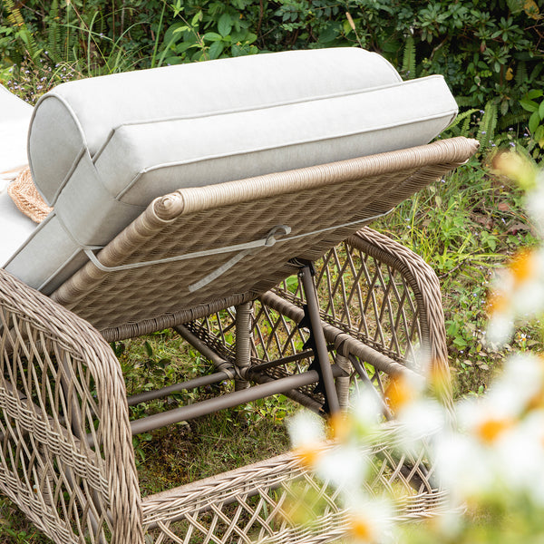 Willowbrook Lattice Weave Rattan Sun Lounger, Natural