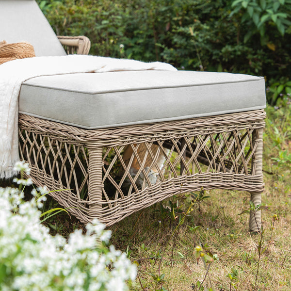 Willowbrook Lattice Weave Rattan Sun Lounger, Natural