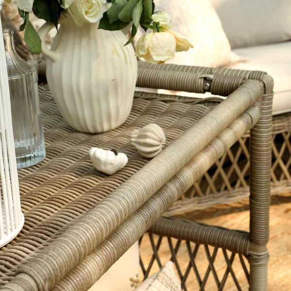 Willowbrook Lattice Weave Rattan Bar Cart, Natural