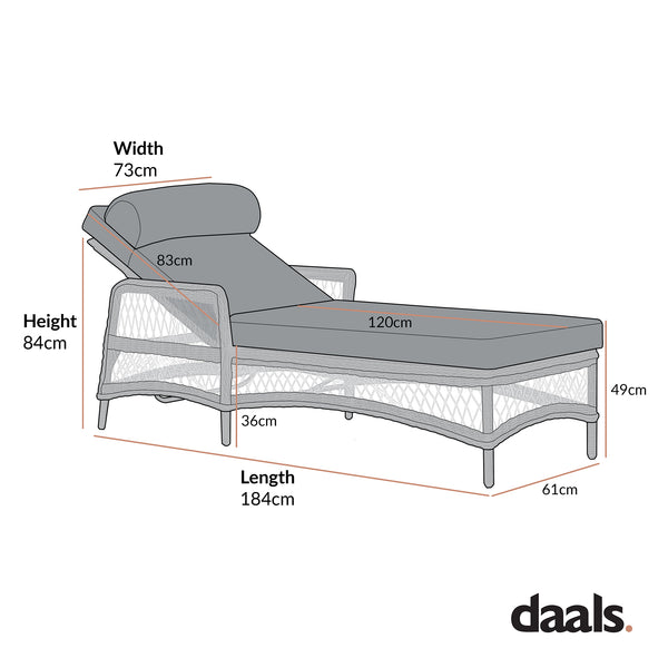 Willowbrook Lattice Weave Rattan Sun Lounger, Natural