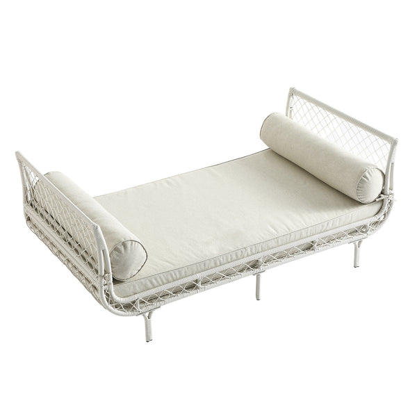 Willowbrook Lattice Weave Rattan Daybed, White