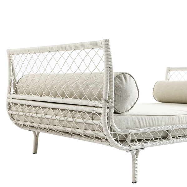 Willowbrook Lattice Weave Rattan Daybed, White