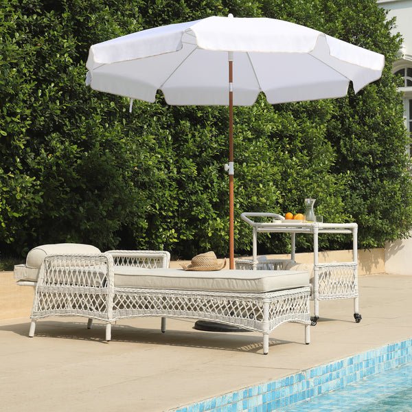 Willowbrook Lattice Weave Rattan Sun Lounger, White