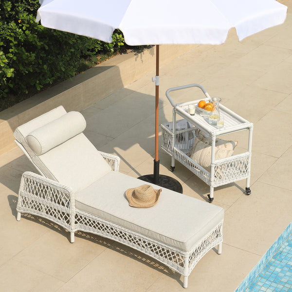 Willowbrook Lattice Weave Rattan Sun Lounger, White