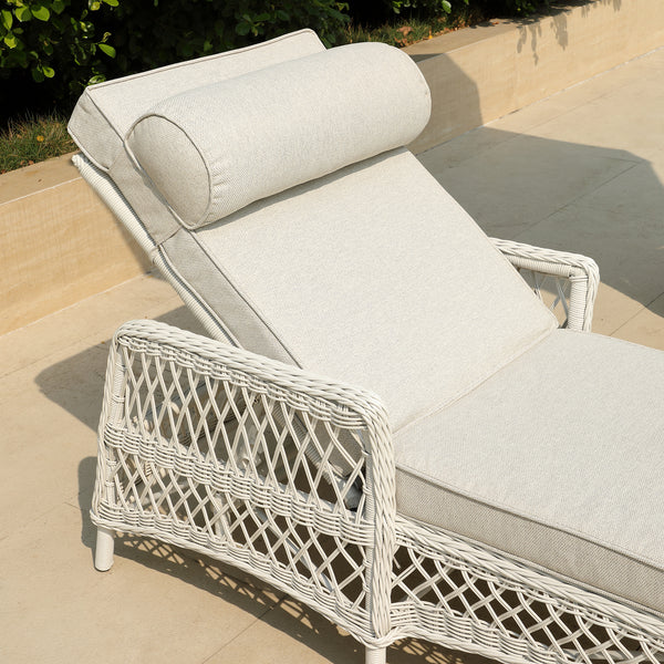 Willowbrook Lattice Weave Rattan Sun Lounger, White