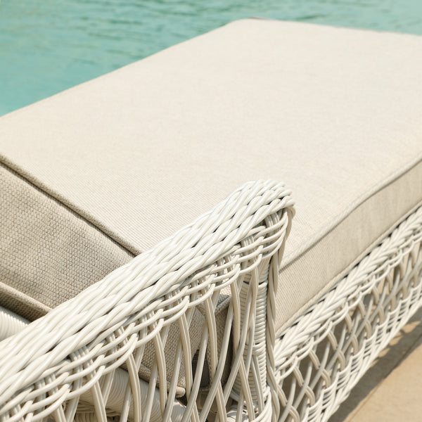 Willowbrook Lattice Weave Rattan Sun Lounger, White