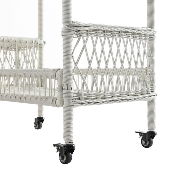 Willowbrook Lattice Weave Rattan Bar Cart, White