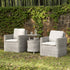 Bellagio Round Wicker Bistro Set with Rising Side Table, Light Grey - daals