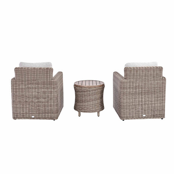 Bellagio Round Wicker Bistro Set with Rising Side Table, Natural