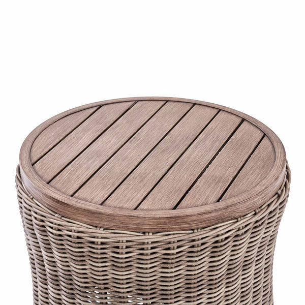 Bellagio Round Wicker Bistro Set with Rising Side Table, Natural