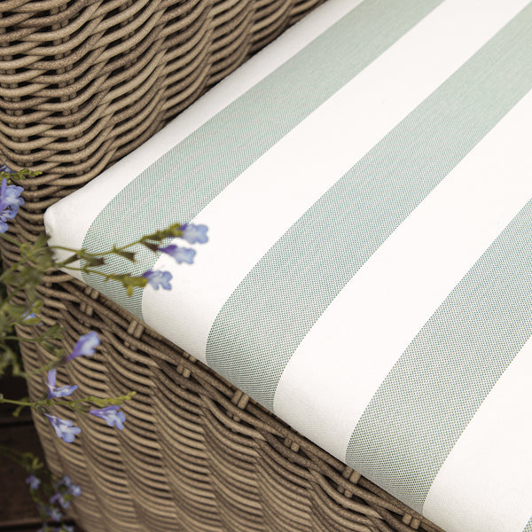 Bellagio Round Wicker Bistro Set with Rising Side Table, Natural with Sage Stripes - daals