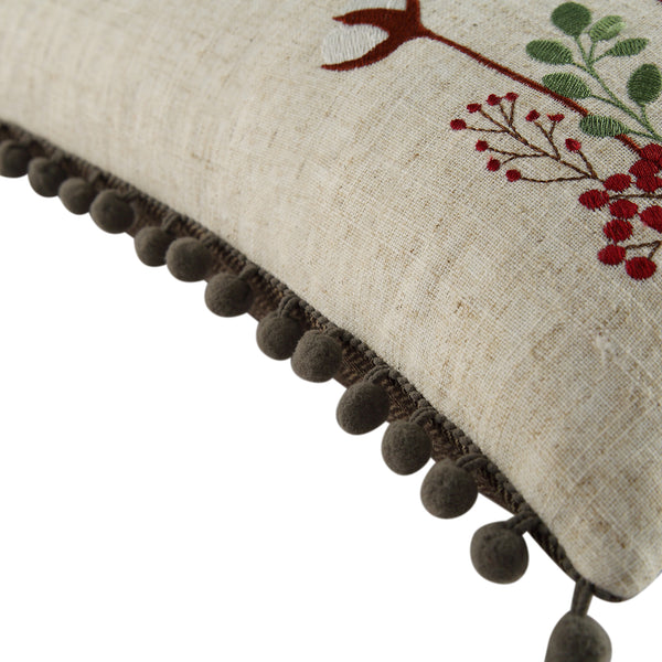 Country Collection Hare Embroidered Linen Blend Cushion