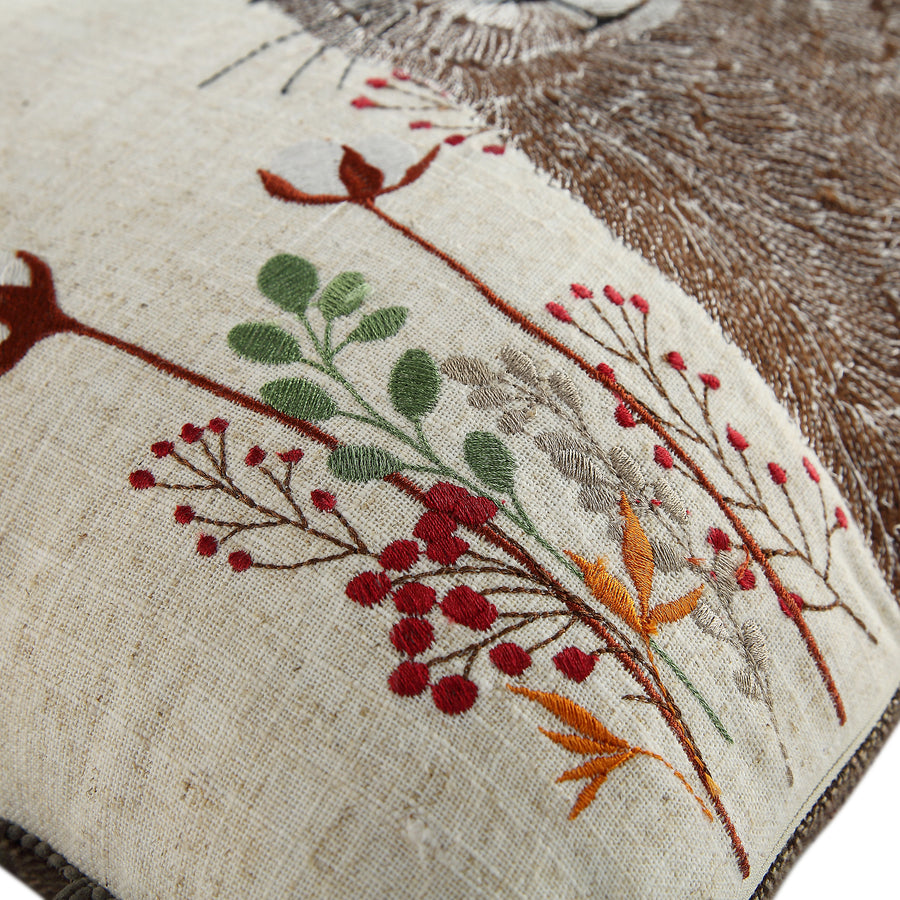 Country Collection Hare Embroidered Linen Blend Cushion - daals