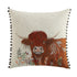 Country Collection Highland Cow Embroidered Linen Blend Cushion - daals