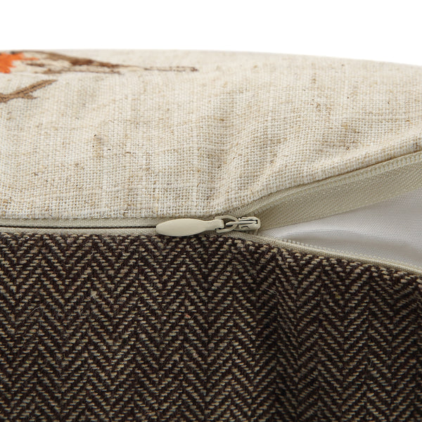 Country Collection Robin Repeat Embroidered Linen Blend Cushion