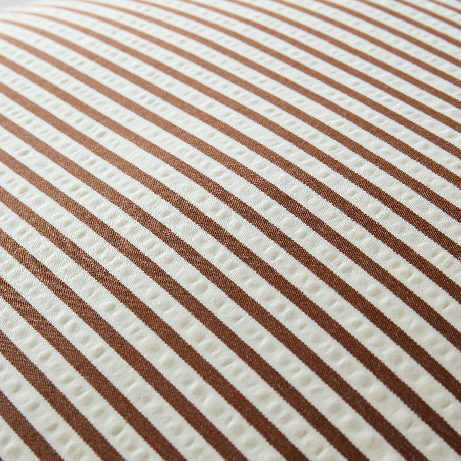 Iris Ticking Brown Stripe Seersucker Frill Cushion