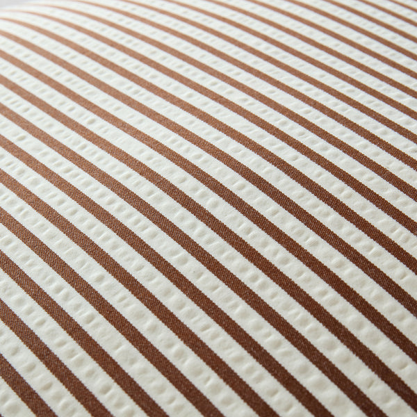 Iris Ticking Brown Stripe Seersucker Frill Cushion